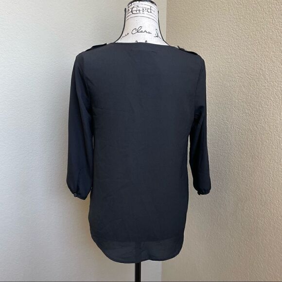 Monteau Women’s Black Semi Sheer High-Low Blouse Size M - Picture 6 of 16